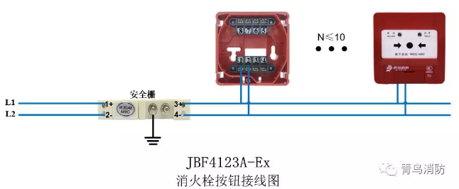 青鳥消防JBF4123A-Ex防爆消火栓按鈕(本安型)接線圖