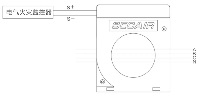 J-SCM41(160)剩余電流式<a href=http://www.sinks.org.cn/dianqihuozai/ target=_blank class=infotextkey>電氣火災監控</a>探測器接線圖